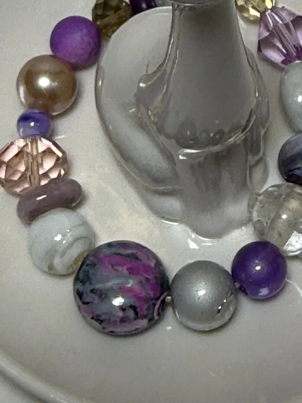 4 Stretchy Handcrafted Beaded Bracelets Purple Featuring Jesse James Beads